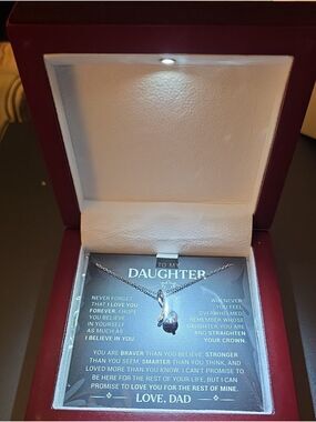 Daughter Heart Pendant Necklace - Silver Tone
